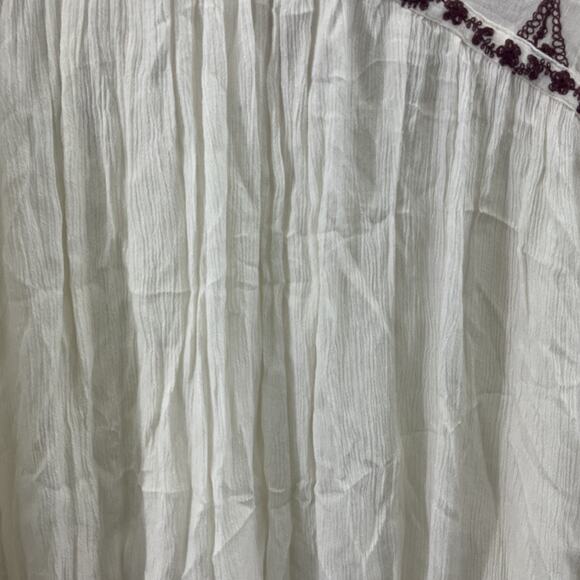 Free People Cream/Brown Boho Embroidered Tunic Blouse Women's, Size S Preowned - Picture 3 of 5